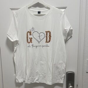 White Graphic  T-Shirt- XL